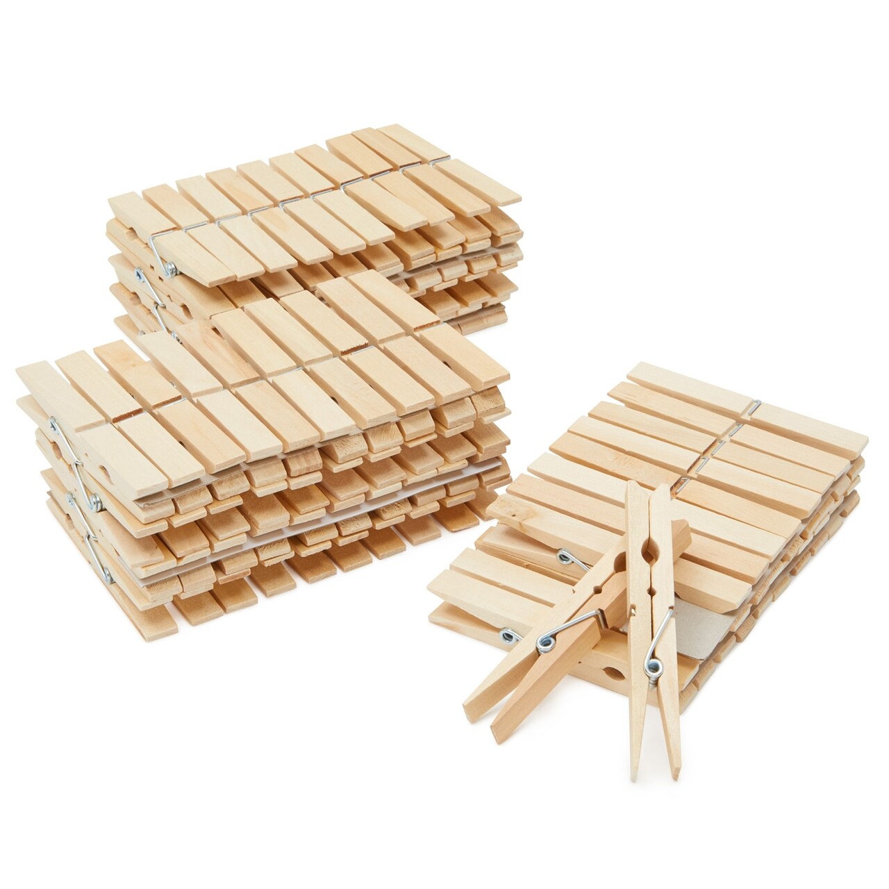 Juvale Wooden Clothespins & Hanging Clips - 100 Pack, 3.9x0.6x0.6in, Natural Wood, Modern - Heavy Duty Laundry Clips for Outdoor Clothesline - Clothespins for Crafts & Photo Displays
